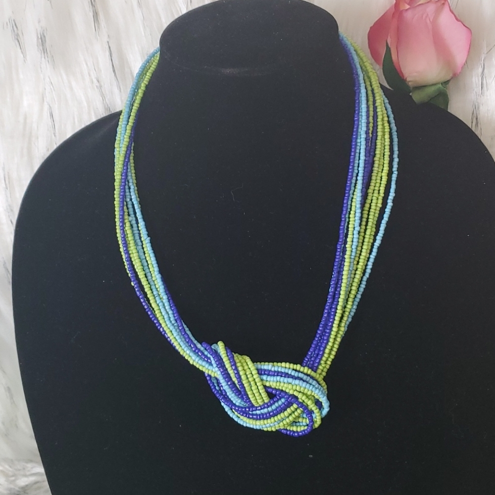 Multi Beaded Necklace with Knot